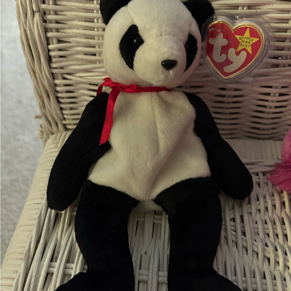 Ty Beanie Babies Panda Plush Toy - Black and White